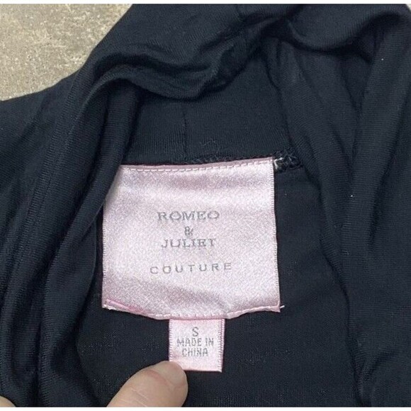 Romeo & Juliet Couture Draped Smocked Cardigan Top Womens Sz S Black - Picture 10 of 13